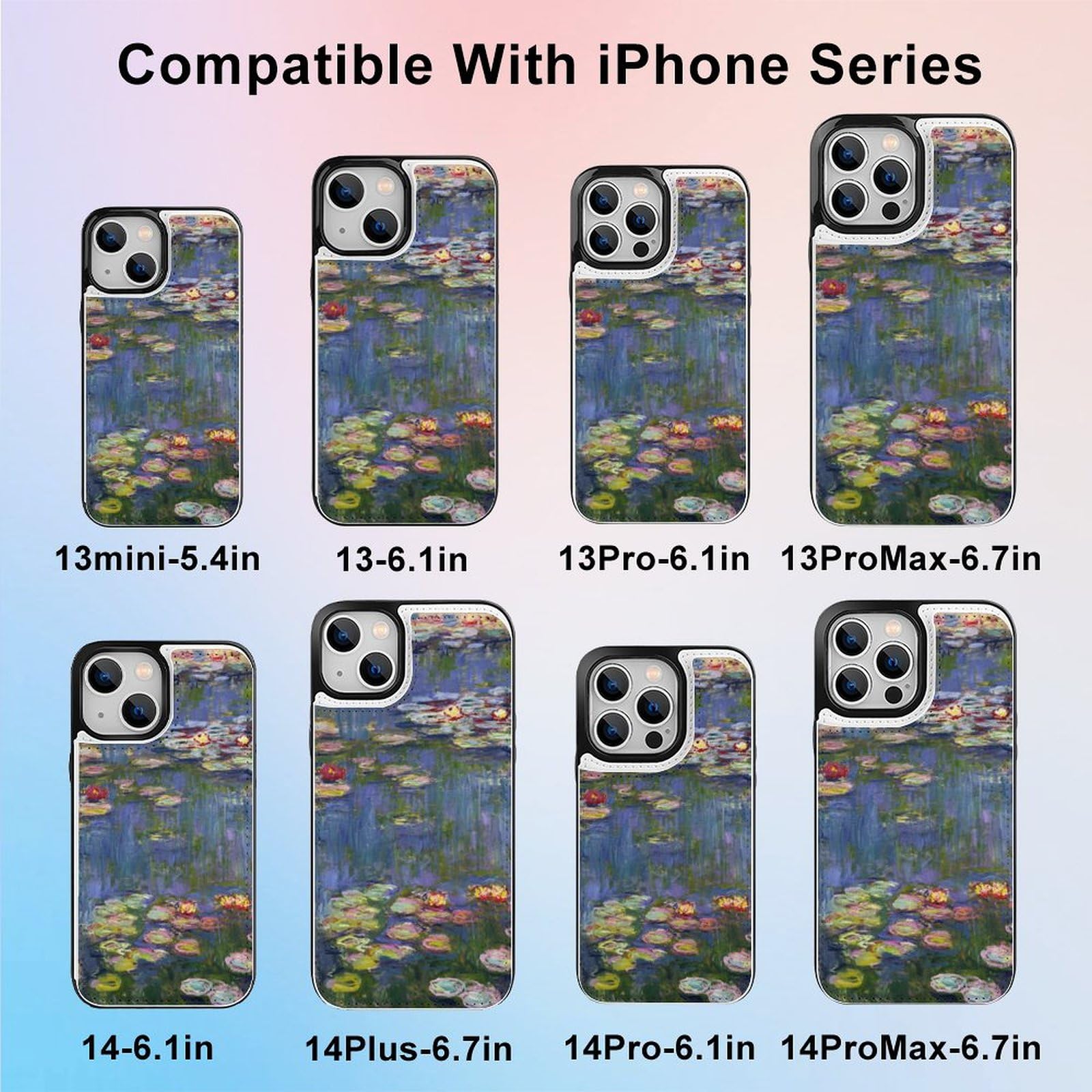 クロードモネ 睡蓮 iPhone 15pro ケース　ハンドル付 Amazon.co.jp: iPhone 15 Proケース 手帳型 クロード・モネ 睡蓮